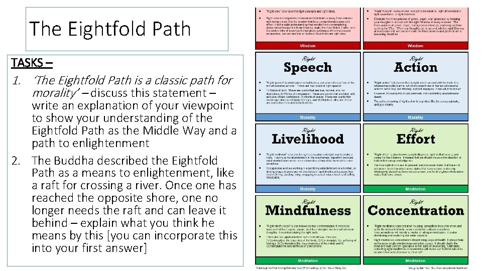 The Eightfold Path TASKS – 1. ‘The Eightfold Path is a classic path for