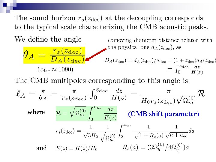 where and (CMB shift parameter) 