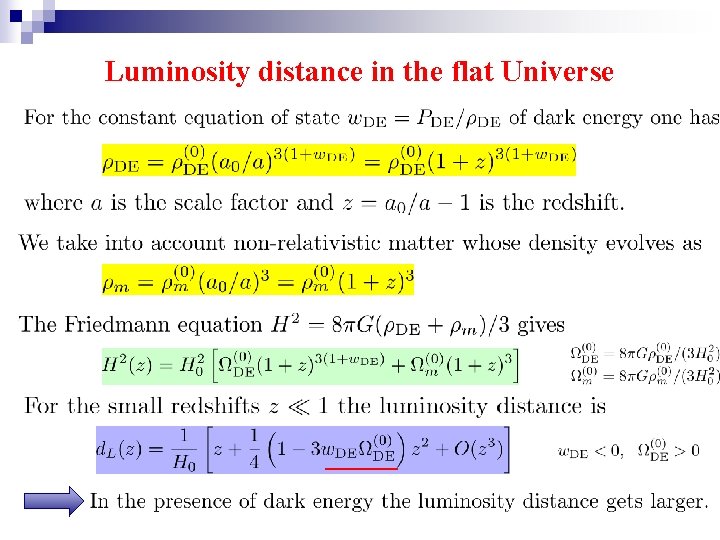 Luminosity distance in the flat Universe ______ 