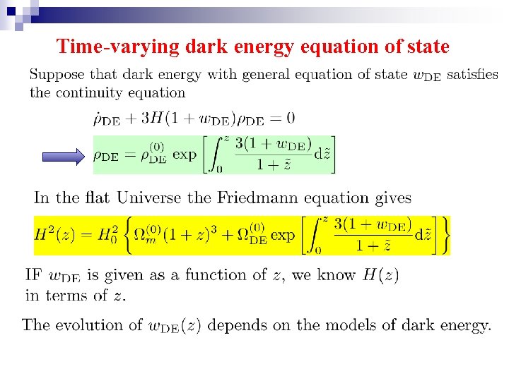 Time-varying dark energy equation of state 