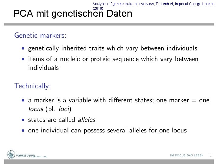 Analyses of genetic data: an overview, T. Jombart, Imperial College London (2010) PCA mit