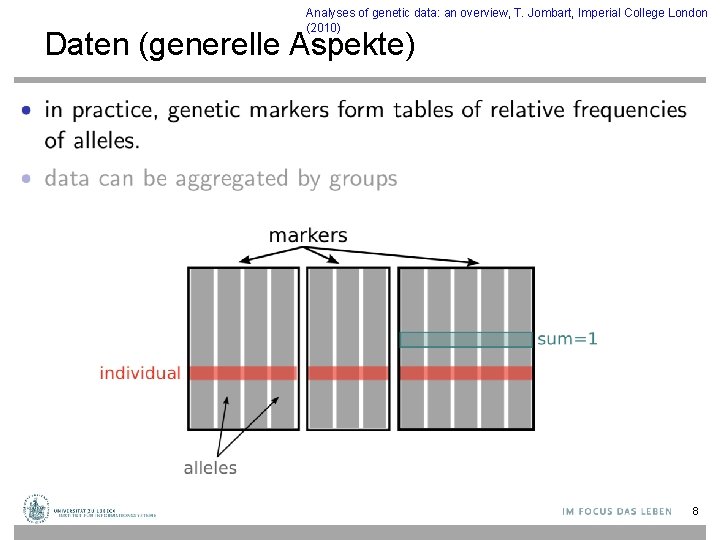 Analyses of genetic data: an overview, T. Jombart, Imperial College London (2010) Daten (generelle