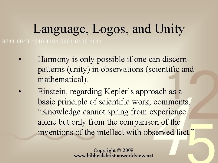Language, Logos, and Unity • • Harmony is only possible if one can discern
