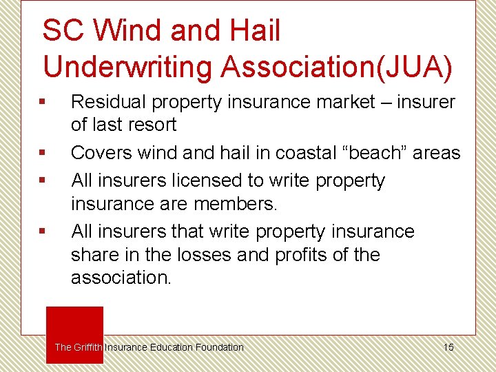 SC Wind and Hail Underwriting Association(JUA) § § Residual property insurance market – insurer