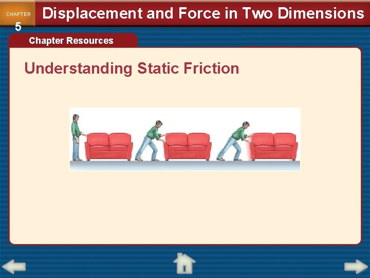 CHAPTER 5 Displacement and Force in Two Dimensions Chapter Resources Understanding Static Friction 