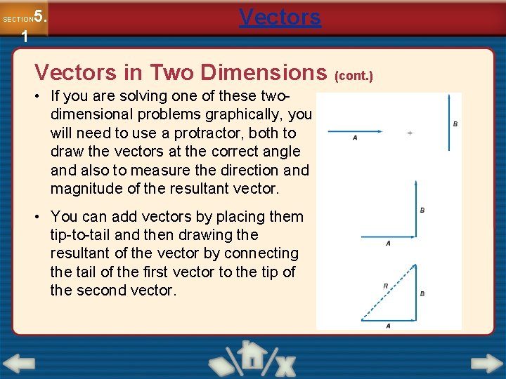5. SECTION 1 Vectors in Two Dimensions (cont. ) • If you are solving