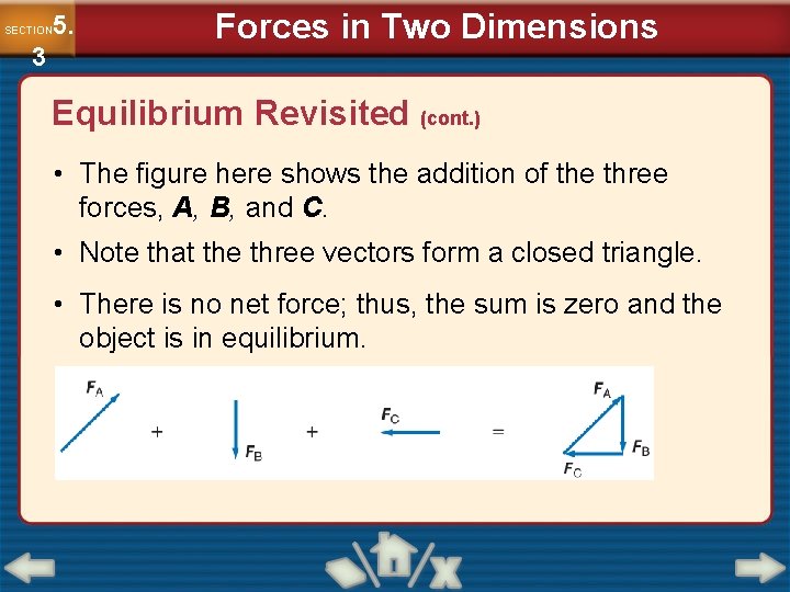 5. SECTION 3 Forces in Two Dimensions Equilibrium Revisited (cont. ) • The figure