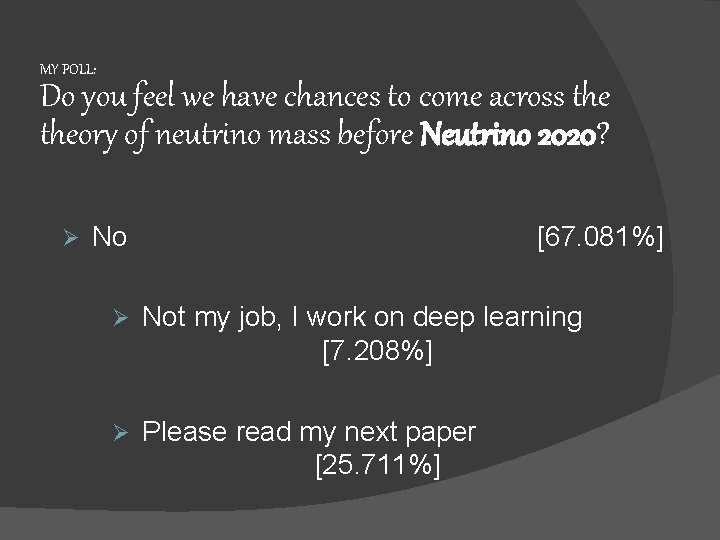 MY POLL: Do you feel we have chances to come across theory of neutrino