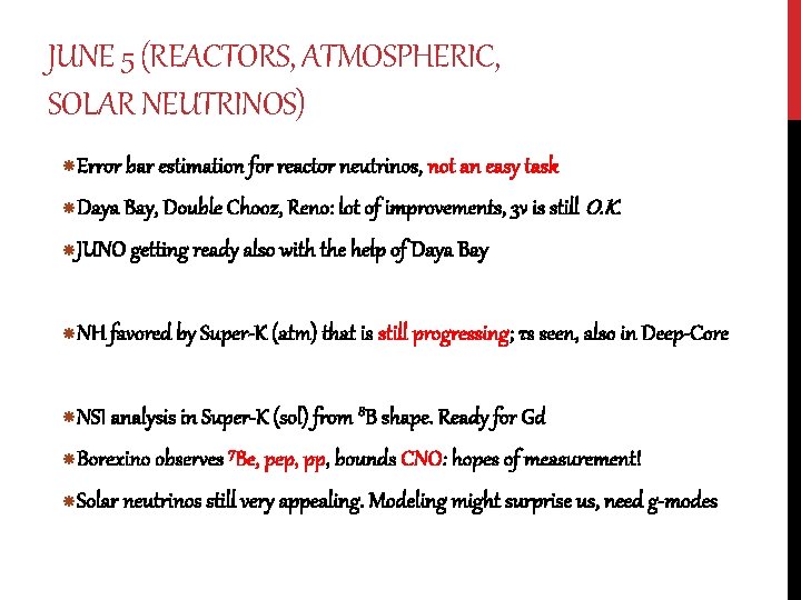 JUNE 5 (REACTORS, ATMOSPHERIC, SOLAR NEUTRINOS) Error bar estimation for reactor neutrinos, not an