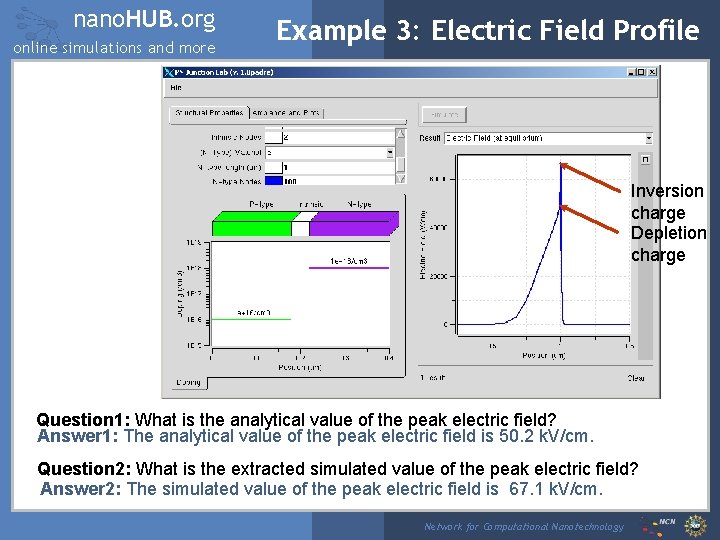 nano. HUB. org online simulations and more Example 3: Electric Field Profile Inversion charge