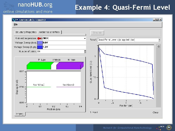 nano. HUB. org online simulations and more Example 4: Quasi-Fermi Level Network for Computational