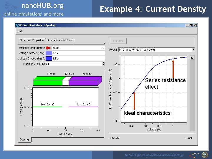 nano. HUB. org online simulations and more Example 4: Current Density Series resistance effect