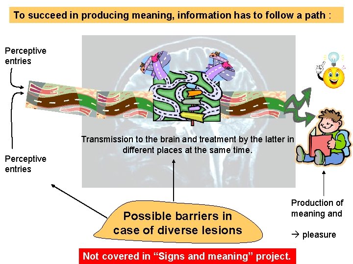 To succeed in producing meaning, information has to follow a path : Perceptive entries