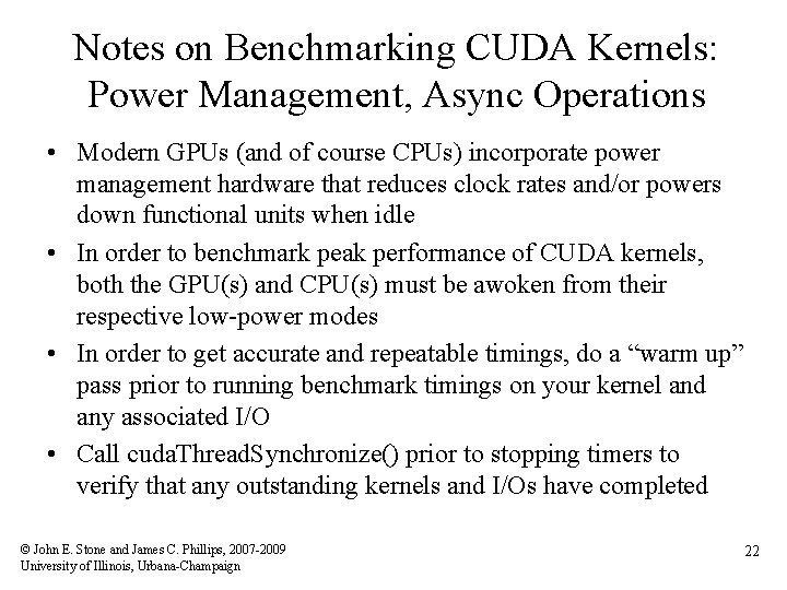 Notes on Benchmarking CUDA Kernels: Power Management, Async Operations • Modern GPUs (and of
