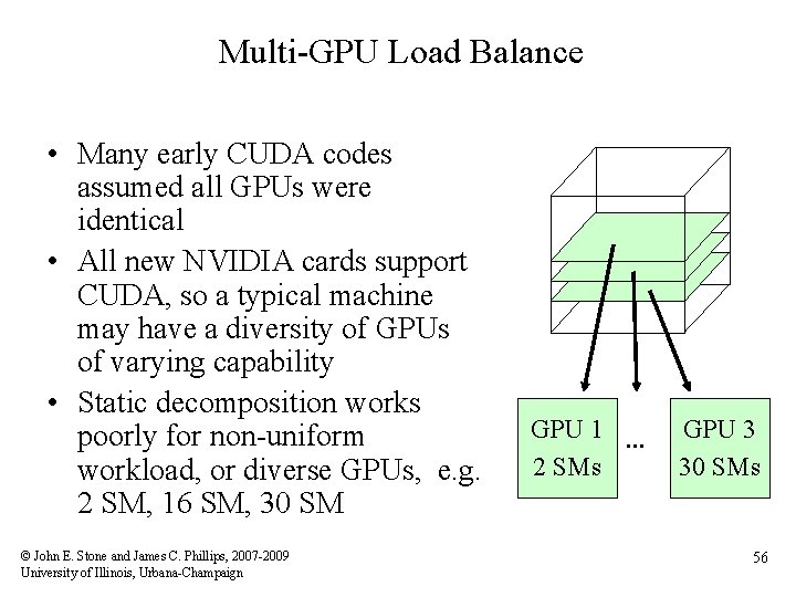 Multi-GPU Load Balance • Many early CUDA codes assumed all GPUs were identical •