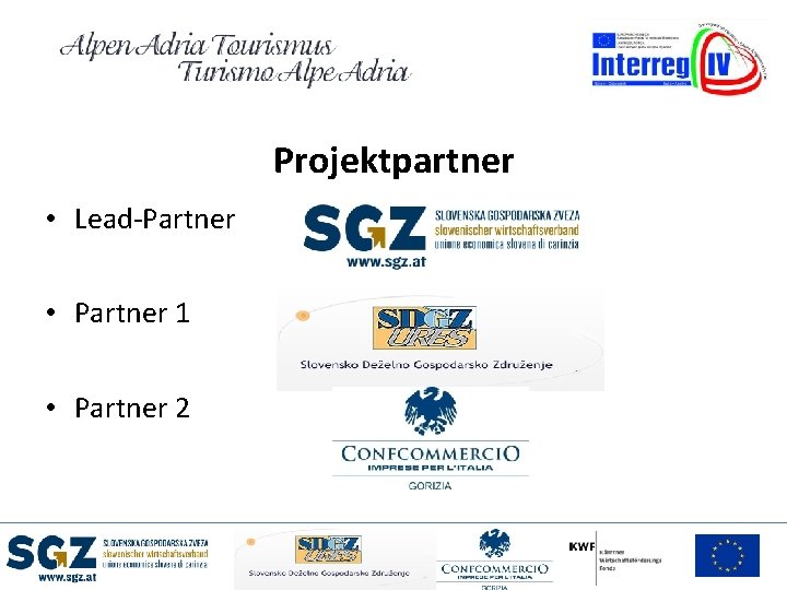 Projektpartner • Lead-Partner • Partner 1 • Partner 2 