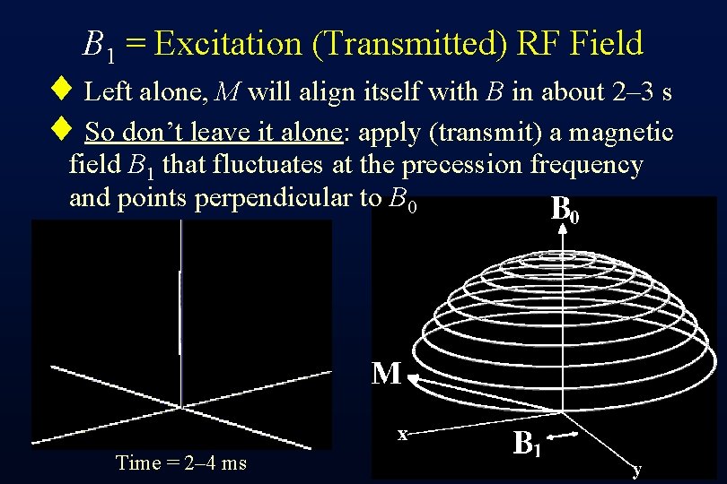 B 1 = Excitation (Transmitted) RF Field ¨ Left alone, M will align itself