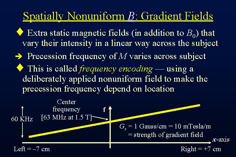 Spatially Nonuniform B: Gradient Fields ¨ Extra static magnetic fields (in addition to B