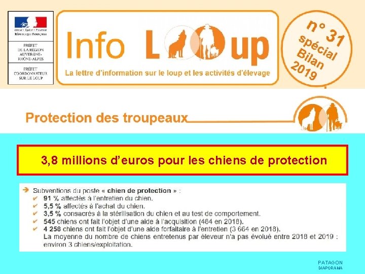  3, 8 millions d’euros pour les chiens de protection PATAGON DIAPORAMA 