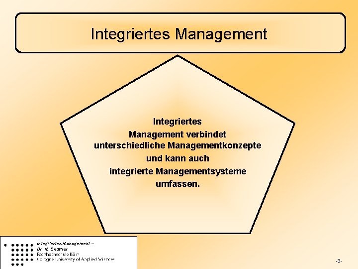 Integriertes Management verbindet unterschiedliche Managementkonzepte und kann auch integrierte Managementsysteme umfassen. Integriertes Management –