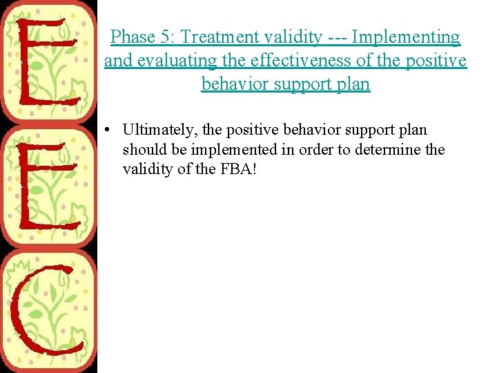 Phase 5: Treatment validity --- Implementing and evaluating the effectiveness of the positive behavior