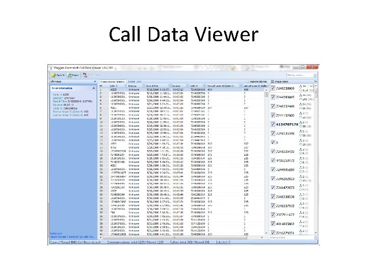 Call Data Viewer 