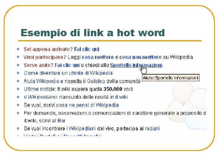 Esempio di link a hot word 