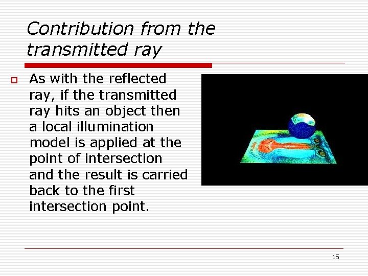 Contribution from the transmitted ray As with the reflected ray, if the transmitted ray