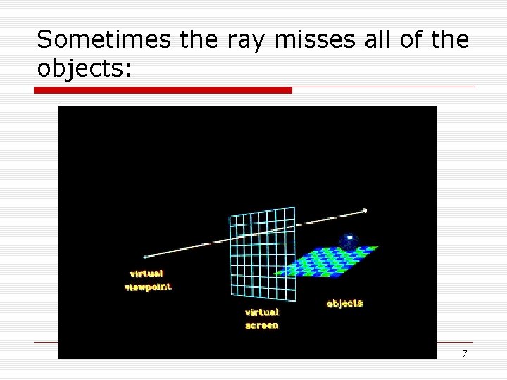 Sometimes the ray misses all of the objects: 7 