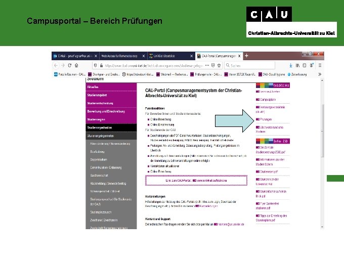 Campusportal – Bereich Prüfungen 