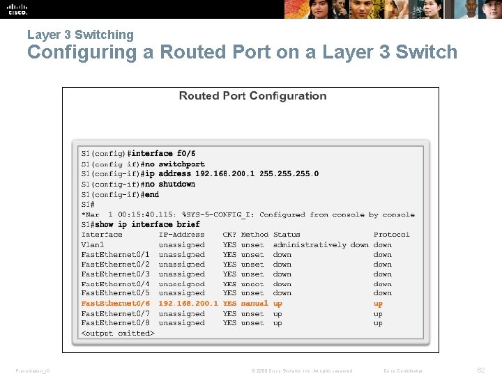 Layer 3 Switching Configuring a Routed Port on a Layer 3 Switch Presentation_ID ©