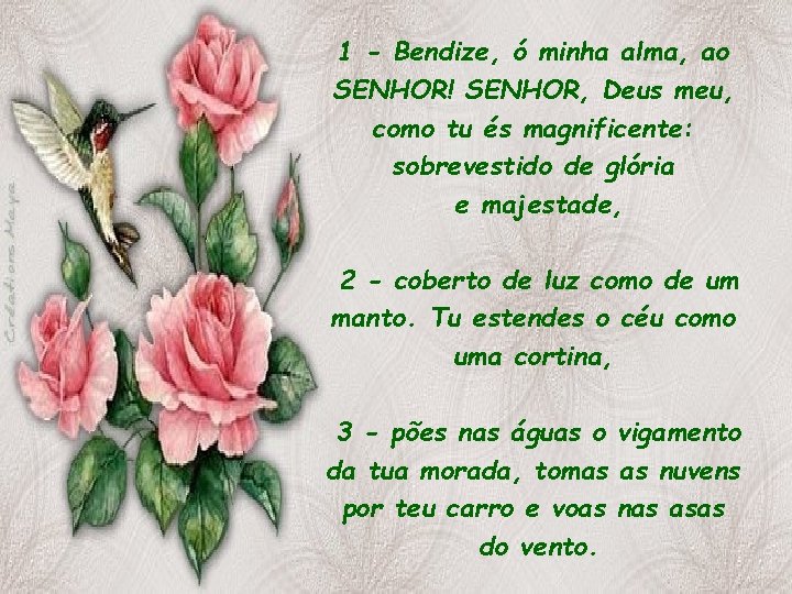 1 - Bendize, ó minha alma, ao SENHOR! SENHOR, Deus meu, como tu és