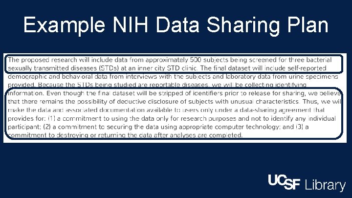 Example NIH Data Sharing Plan 