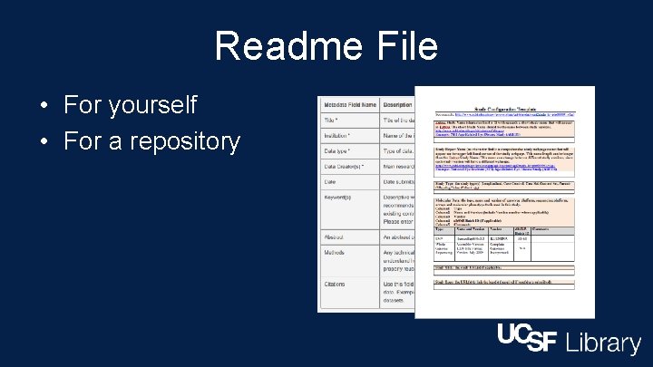 Readme File • For yourself • For a repository 