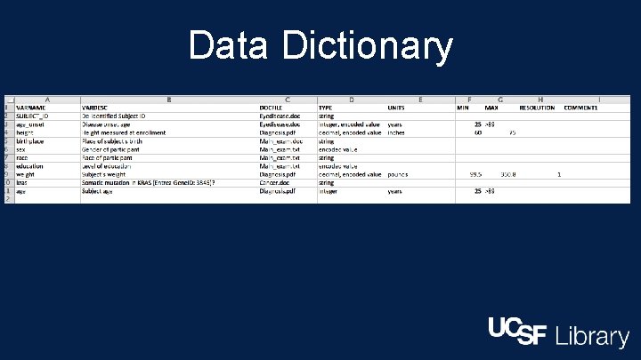 Data Dictionary 