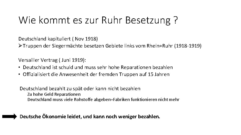 Wie kommt es zur Ruhr Besetzung ? Deutschland kapituliert ( Nov 1918) ØTruppen der