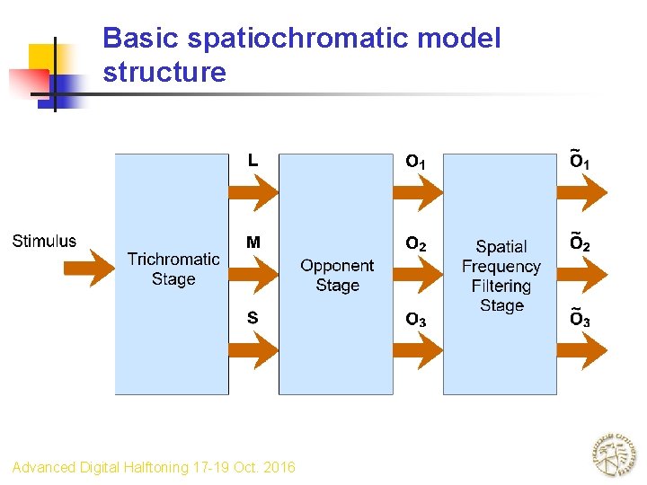 Basic spatiochromatic model structure Advanced Digital Halftoning 17 -19 Oct. 2016 