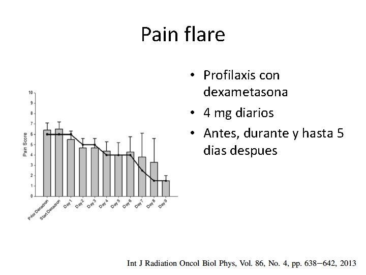 Pain flare • Profilaxis con dexametasona • 4 mg diarios • Antes, durante y