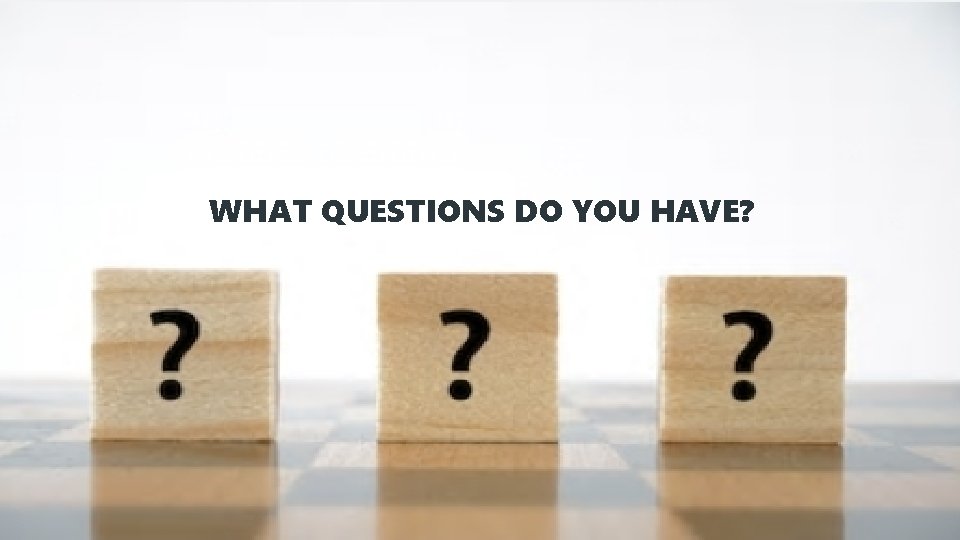 WHAT QUESTIONS DO YOU HAVE? 