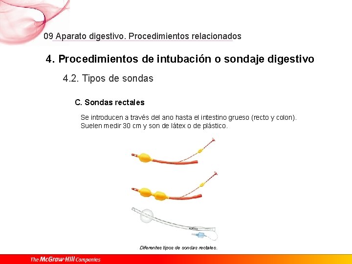 09 Aparato digestivo. Procedimientos relacionados 4. Procedimientos de intubación o sondaje digestivo 4. 2.