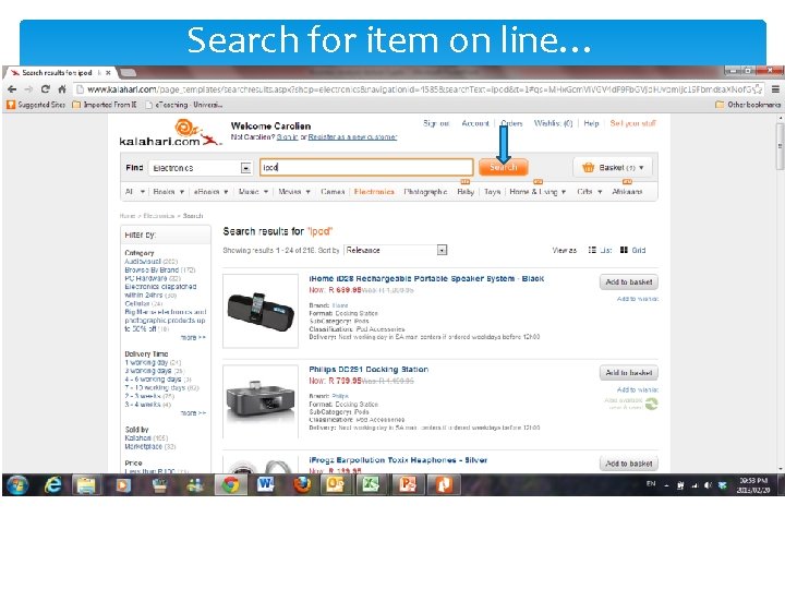 Search for item on line… 