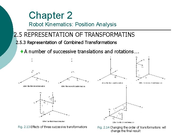 Chapter 2 Robot Kinematics: Position Analysis 2. 5 REPRESENTATION OF TRANSFORMATINS 2. 5. 3 Chapter 2 Robot Kinematics: Position Analysis 2. 5 REPRESENTATION OF TRANSFORMATINS 2. 5. 3