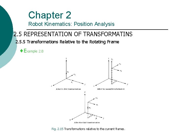 Chapter 2 Robot Kinematics: Position Analysis 2. 5 REPRESENTATION OF TRANSFORMATINS 2. 5. 5 Chapter 2 Robot Kinematics: Position Analysis 2. 5 REPRESENTATION OF TRANSFORMATINS 2. 5. 5