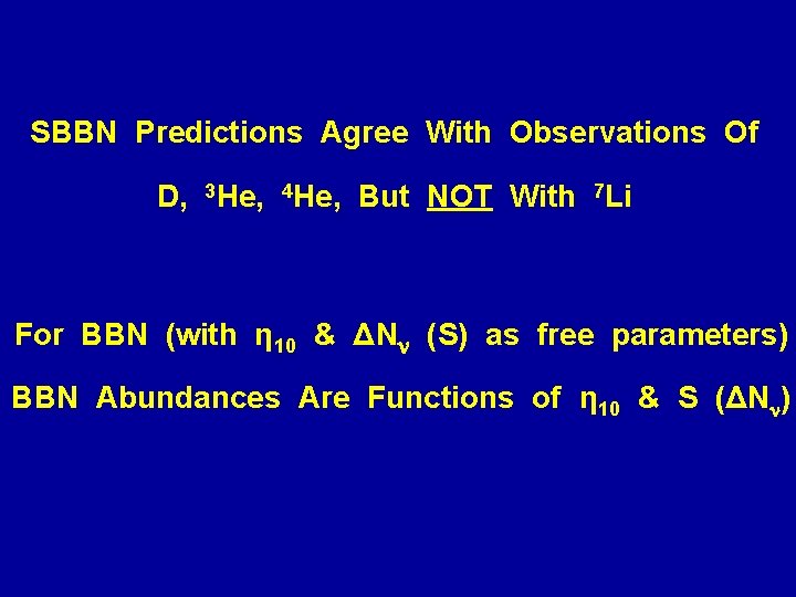 SBBN Predictions Agree With Observations Of D, 3 He, 4 He, But NOT With