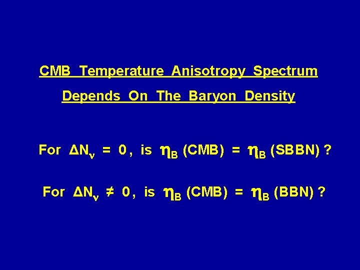 CMB Temperature Anisotropy Spectrum Depends On The Baryon Density For ΔN = 0 ,