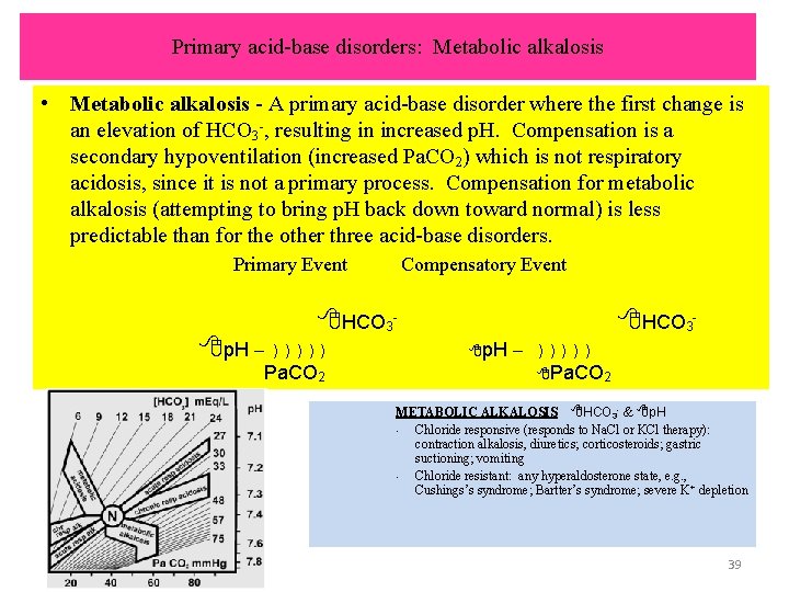 Primary acid-base disorders: Metabolic alkalosis • Metabolic alkalosis - A primary acid-base disorder where