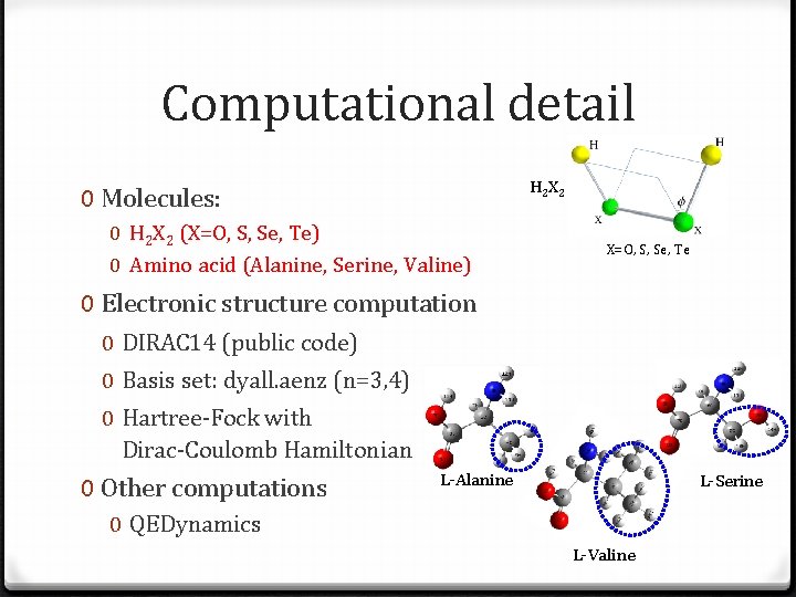Computational detail H 2 X 2 0 Molecules: 0 H 2 X 2 (X=O,