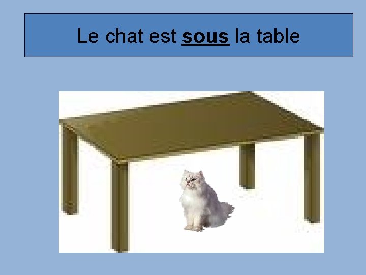 Le chat est sous la table 