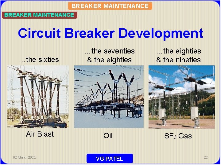 BREAKER MAINTENANCE Circuit Breaker Development …the sixties …the seventies & the eighties …the eighties