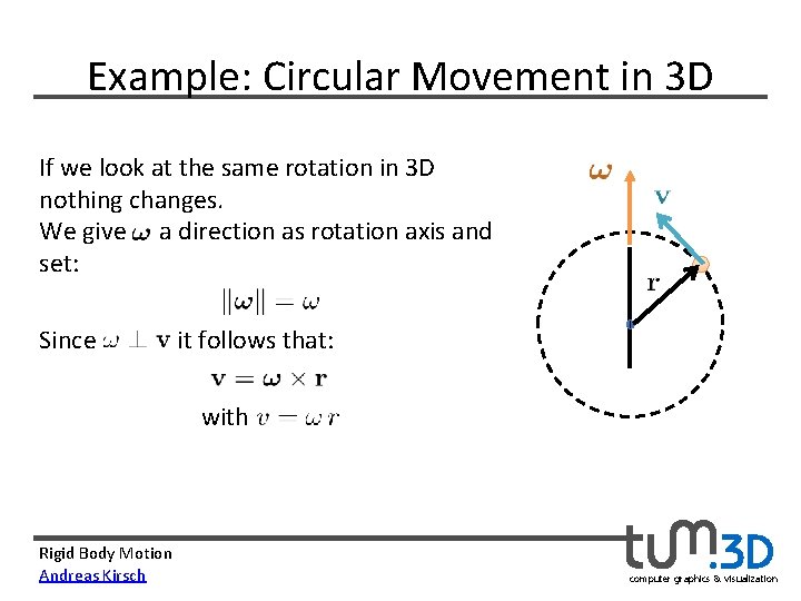 Example: Circular Movement in 3 D If we look at the same rotation in